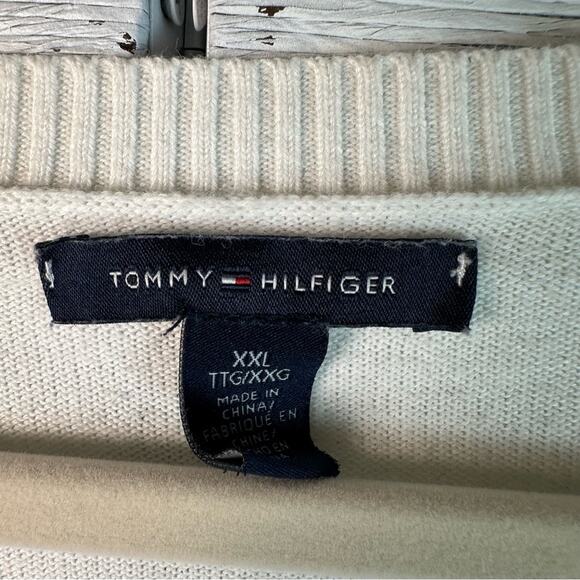 Tommy Hilfiger Anchor-Patterned Sweater Navy Cream nautical coastal plus size - Picture 4 of 8